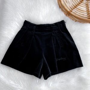 Giorgio Armani Vintage Junior Velvet Shorts Black Pockets Kids Children VTG